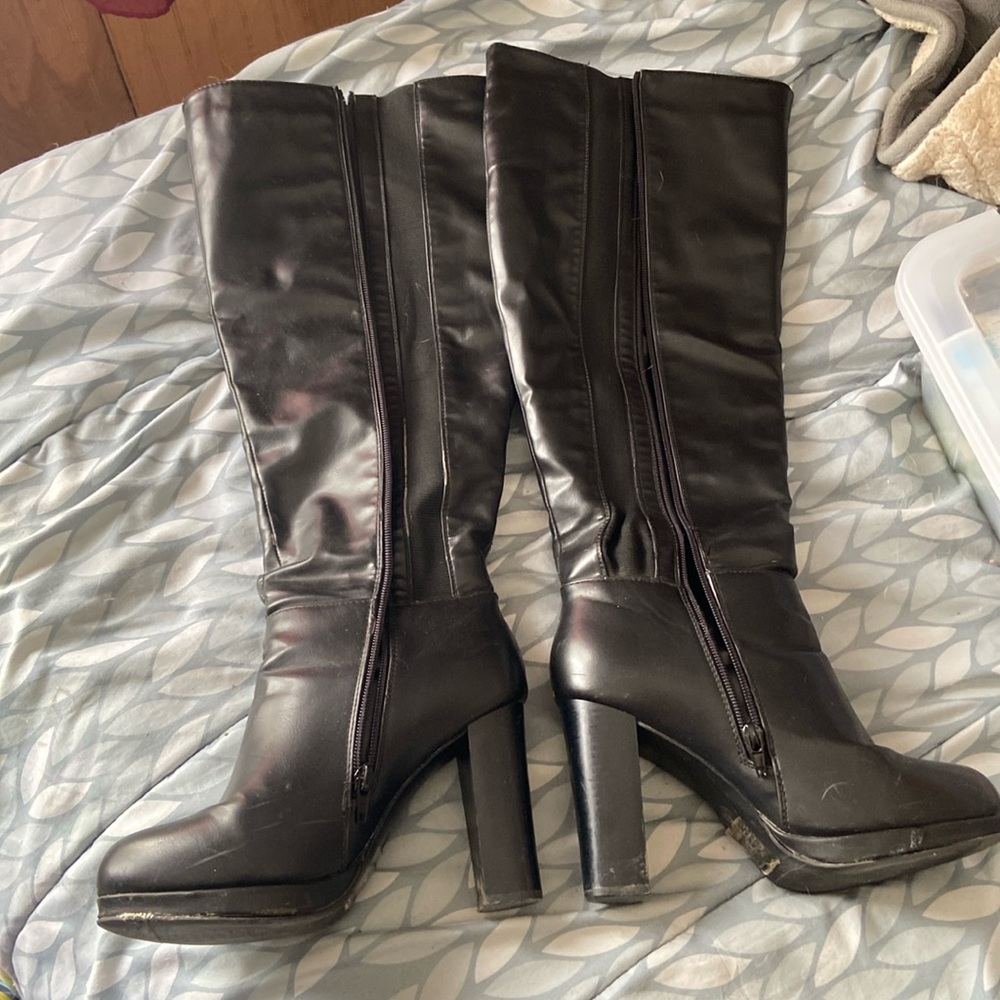 High heel wide calf dress boot